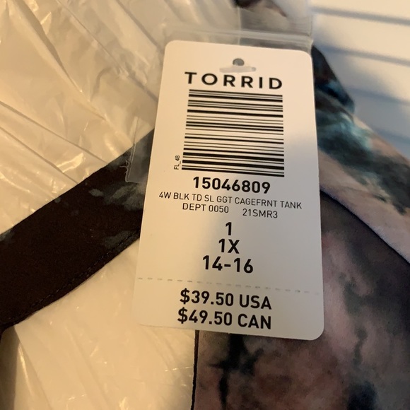 Torrid Black Tye-Die Caged Front Tank - Picture 3 of 5
